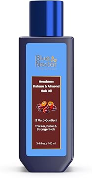 Blue Nectar Batana Oil for Thicker Hair | Pure Honduras Batana Oil for Hair Growth with Organic Almond Oil | Ayurvedic Hair Growth Oil for Stronger Hair (12 Herbs, 100 ml)