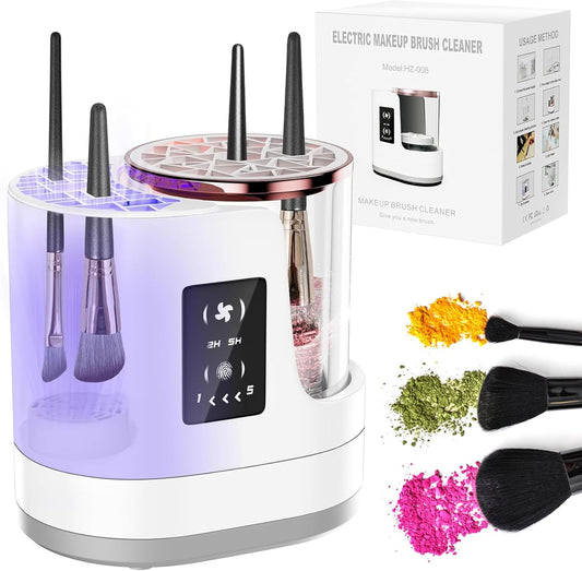 Angju Electric Makeup Brush Cleaner Machine, 3 IN 1 Automatic Make up Brush Cleaning with Makeup Brush Dryer,Portable USB Deep Quick Washer Tools for All...