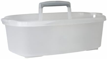 Casabella Cleaning Handle Bucket Rectangular Storage Caddy – Clear/Silver, 1.5 Gallons**
