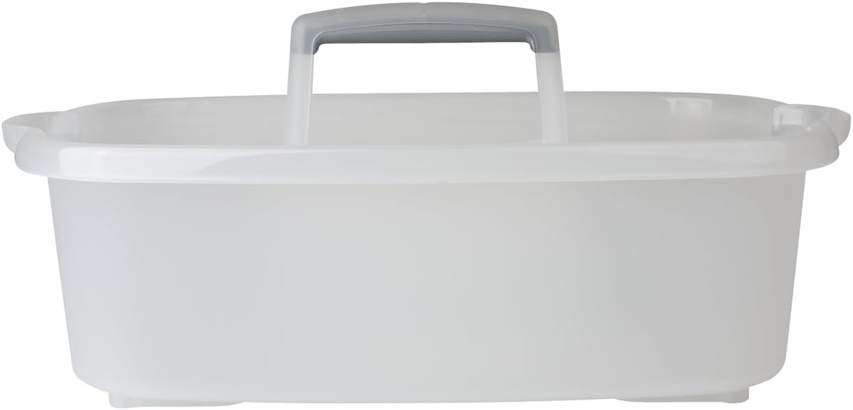 Casabella Cleaning Handle Bucket Rectangular Storage Caddy – Clear/Silver, 1.5 Gallons**