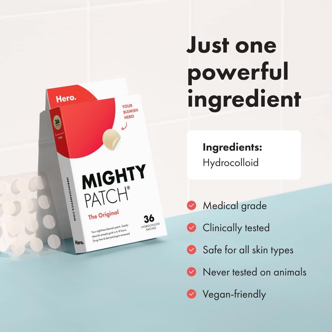 Mighty Patch Original - Hydrocolloid Acne Pimple Patch Spot Treatment (36 Count)