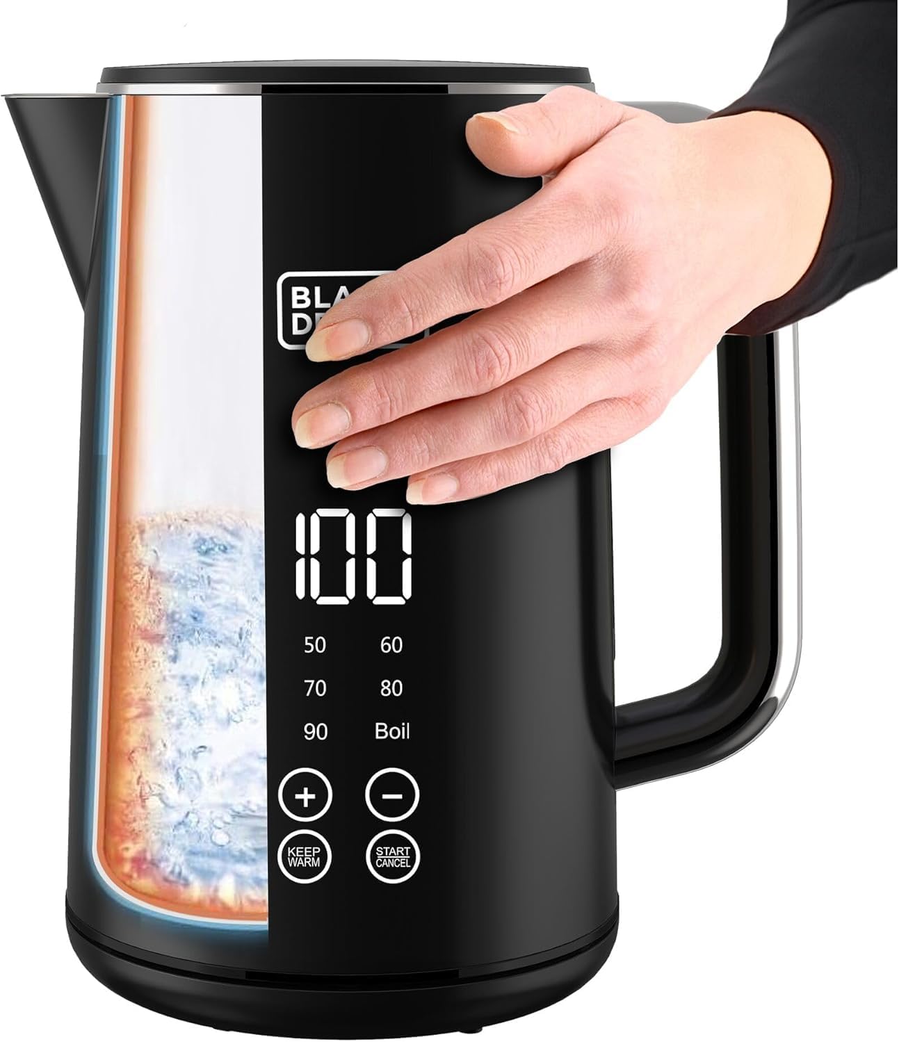 BLACK+DECKER Digital Kettle 2200W, 1.7L – Touch Screen, 6 Preset Temperatures, Double Wall, LED Display, Auto Shut-Off