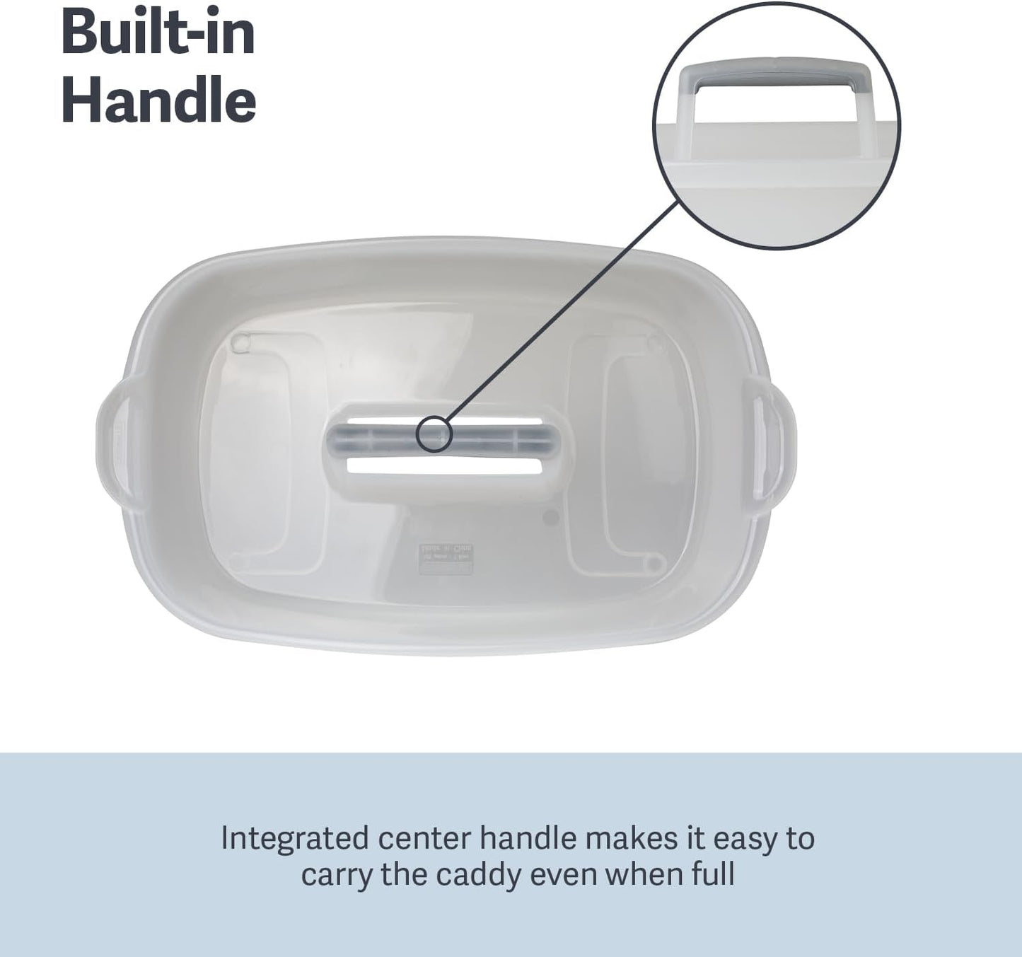 Casabella Cleaning Handle Bucket Rectangular Storage Caddy – Clear/Silver, 1.5 Gallons**