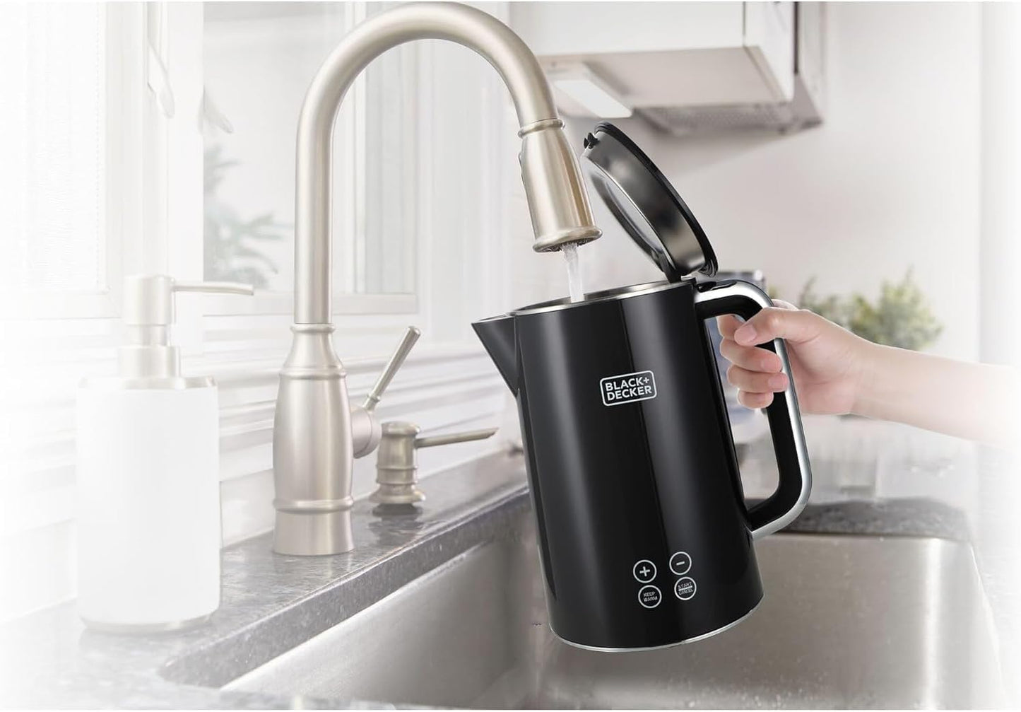 BLACK+DECKER Digital Kettle 2200W, 1.7L – Touch Screen, 6 Preset Temperatures, Double Wall, LED Display, Auto Shut-Off