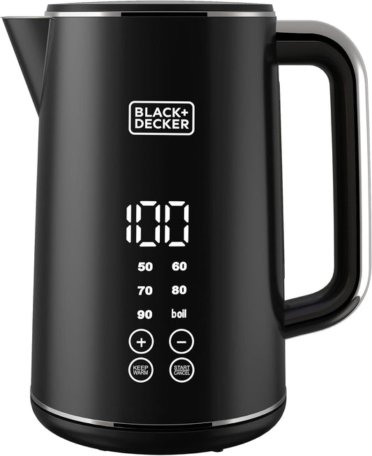 BLACK+DECKER Digital Kettle 2200W, 1.7L – Touch Screen, 6 Preset Temperatures, Double Wall, LED Display, Auto Shut-Off