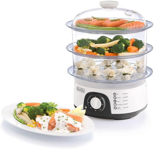 BLACK+DECKER Food Steamer, 775W, 10L, 3-Tier Detachable Design – Quick & Easy Healthy Meal
