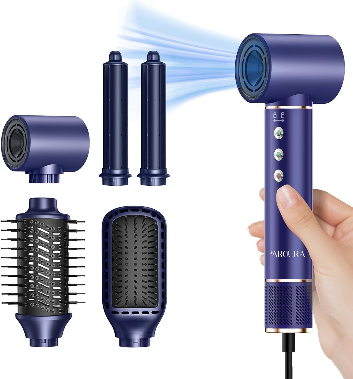 Aroura Premium 5-in-1 High-Speed Hair Dryer Brush with 1-Year Warranty – 110000 RPM, 1300W Air Styling Tool, Advanced Negative Ionic Technology