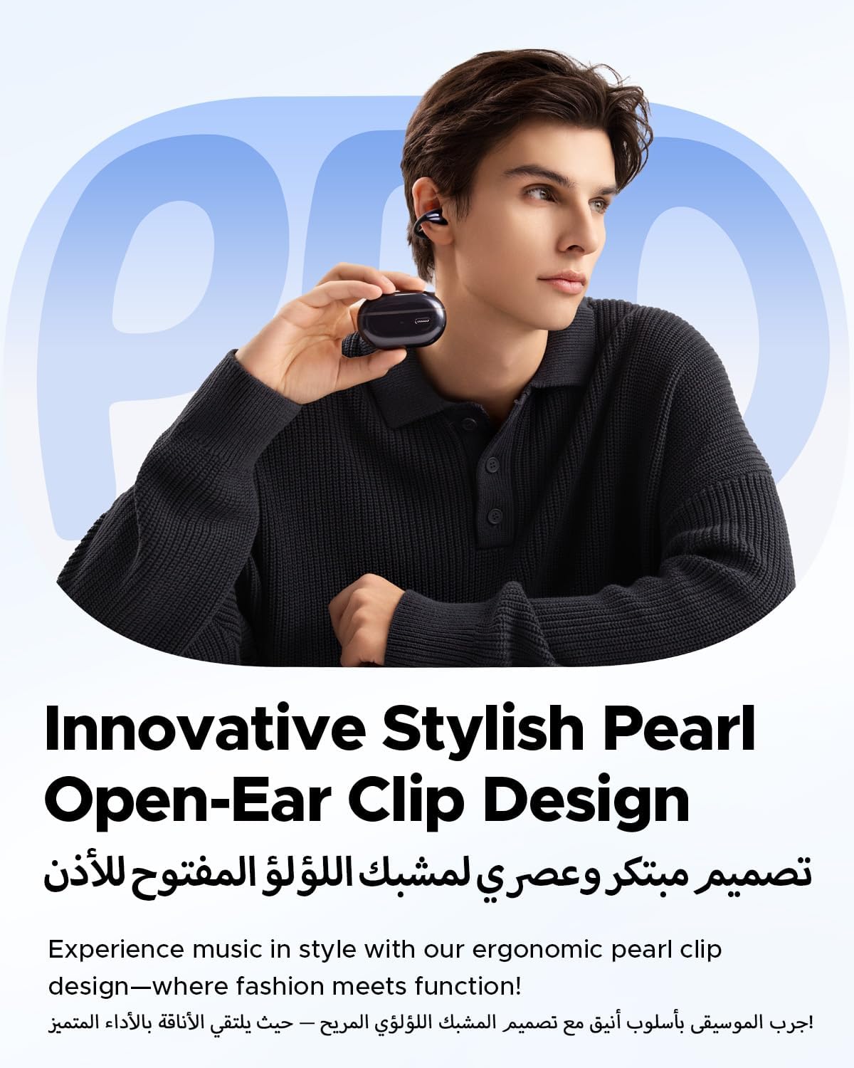 *SoundPEATS PearlClip Pro Open-Ear Earbuds (Black)**: