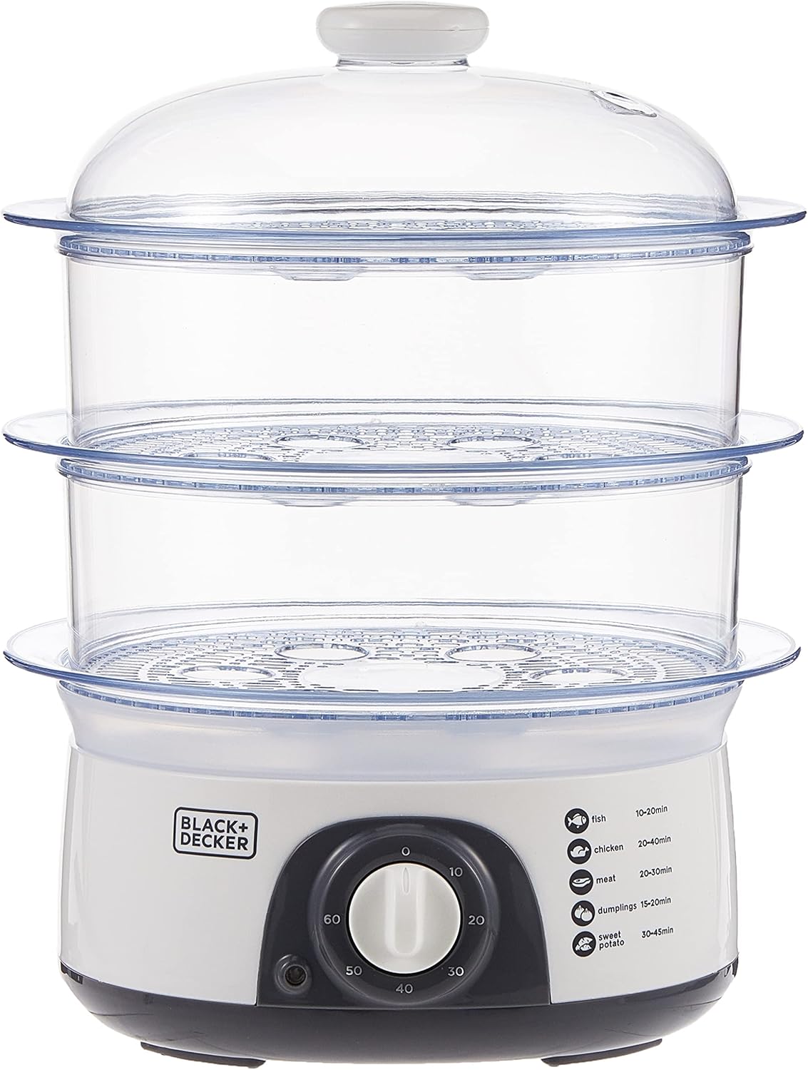 BLACK+DECKER Food Steamer, 775W, 10L, 3-Tier Detachable Design – Quick & Easy Healthy Meal