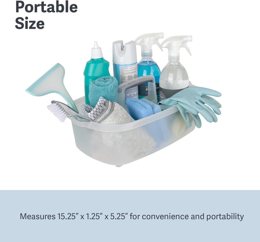 Casabella Cleaning Handle Bucket Rectangular Storage Caddy – Clear/Silver, 1.5 Gallons**