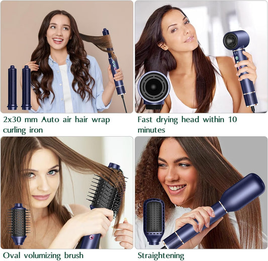 Aroura Premium 5-in-1 High-Speed Hair Dryer Brush with 1-Year Warranty – 110000 RPM, 1300W Air Styling Tool, Advanced Negative Ionic Technology